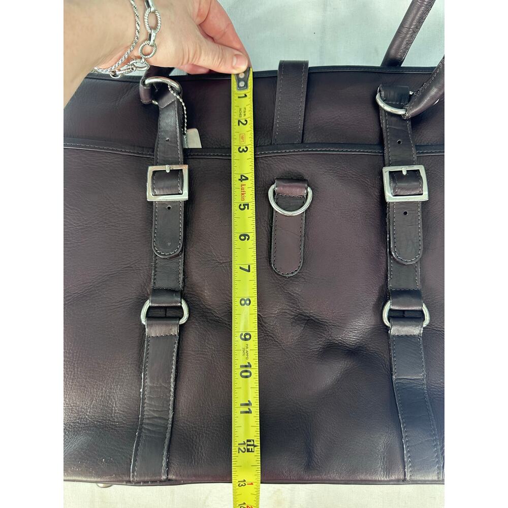 Claire Chase Executive 13"-15" Laptop Bag Dark Brown Leather Pockets Business - Picture 14 of 15